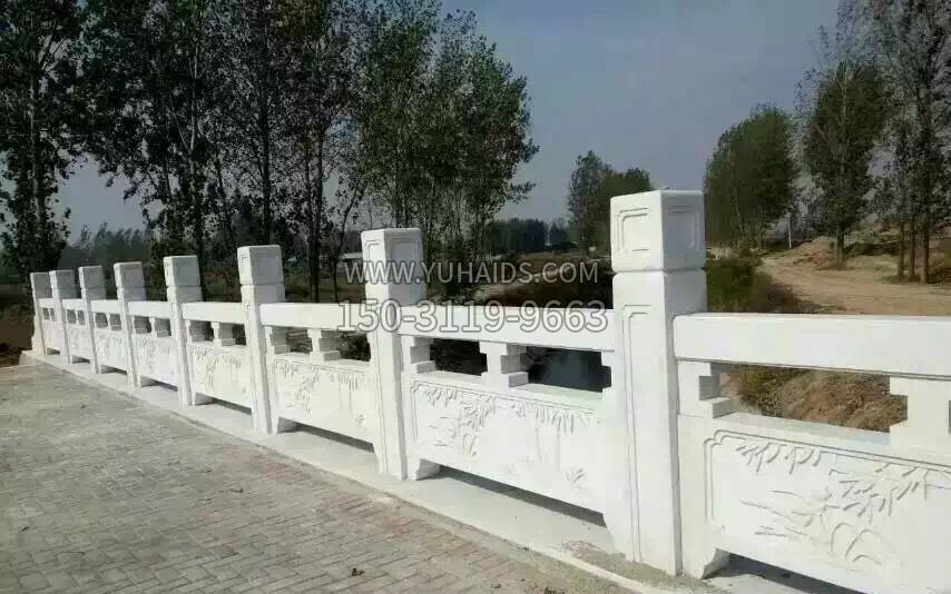 園林漢白玉石欄板景觀石雕_2雕塑