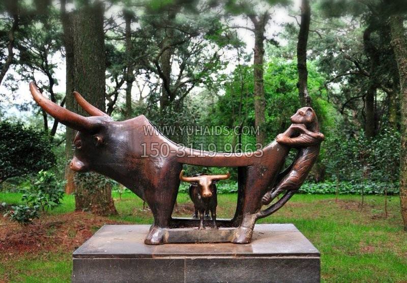 銅雕牛 抽象雕塑-公園生肖動物創(chuàng)意擺件 銅雕牛 抽象雕塑-公園生肖動物創(chuàng)意擺件