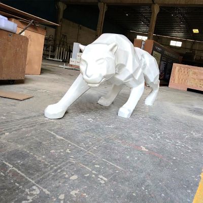 公園白鋼切面、電鍍、拋光、拉絲豹子雕塑