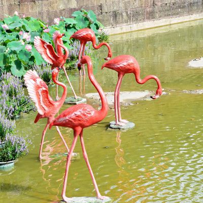 仿真火烈鳥，玻璃鋼仿生動物雕塑