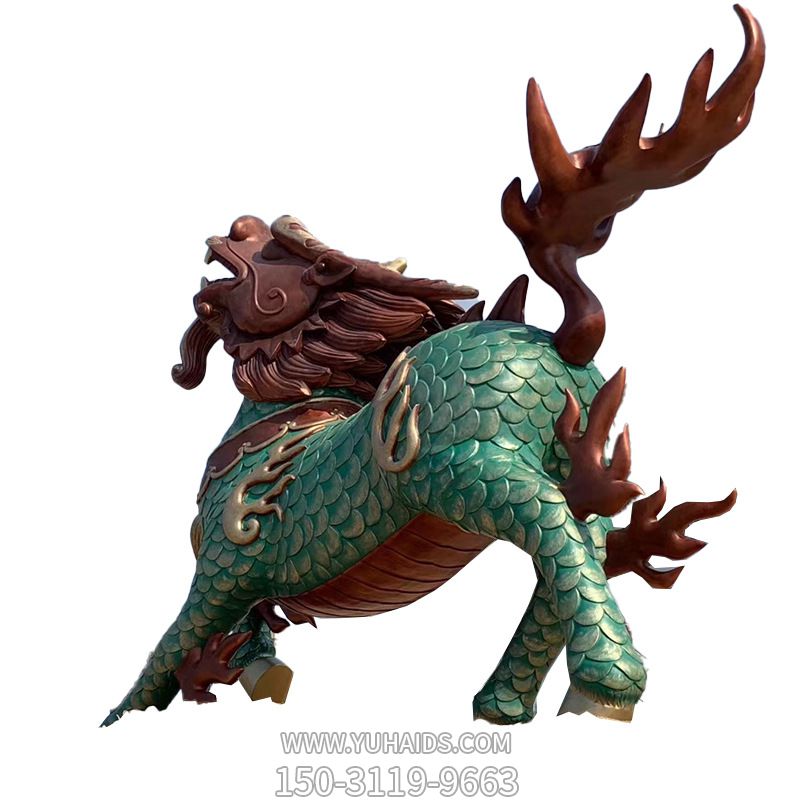 商廈大型玻璃鋼彩繪動(dòng)物景觀(guān)麒麟雕塑