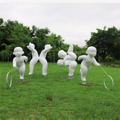 戶外人物玻璃鋼抽象小孩，公園學(xué)校廣場裝飾