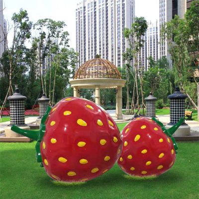 玻璃鋼草莓，小區(qū)綠地裝飾仿真水果