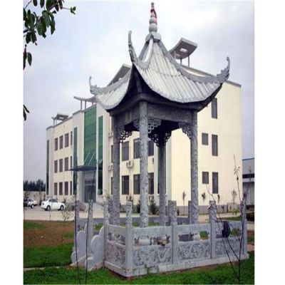 公園景區(qū)擺放仿古大理石中式涼亭