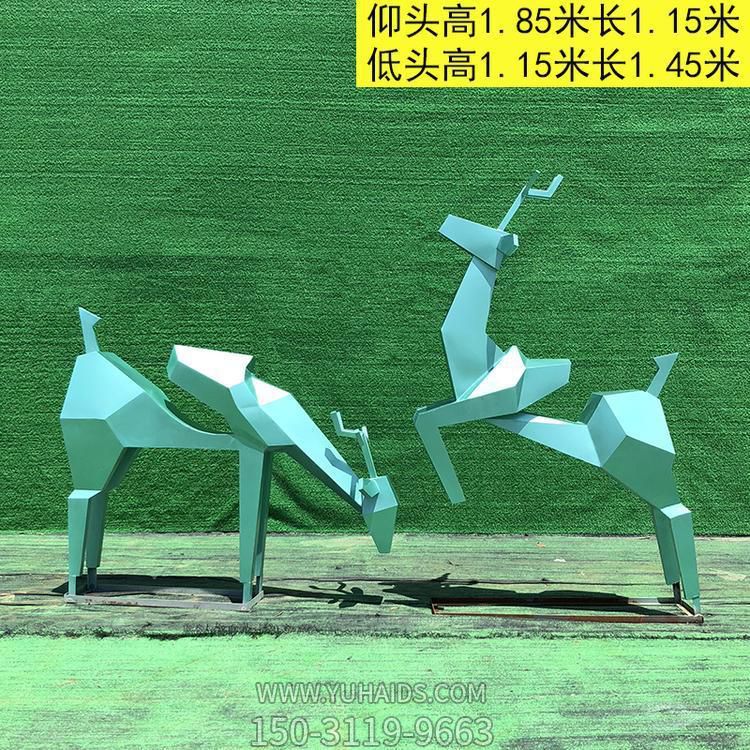 不銹鋼抽象幾何園林戶(hù)外景區(qū)大型梅花鹿雕塑擺件