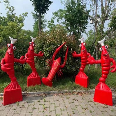 玻璃鋼龍蝦雕塑，海鮮館迎賓龍蝦廚子