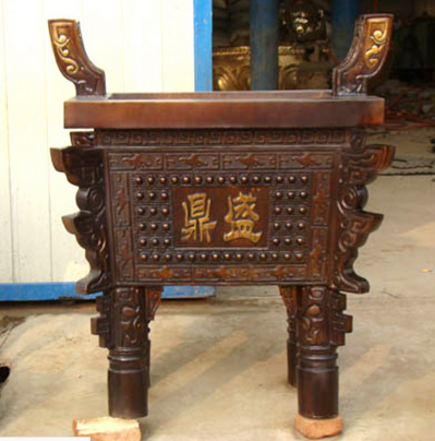 鼎盛銅鼎，雙耳四足方銅鼎