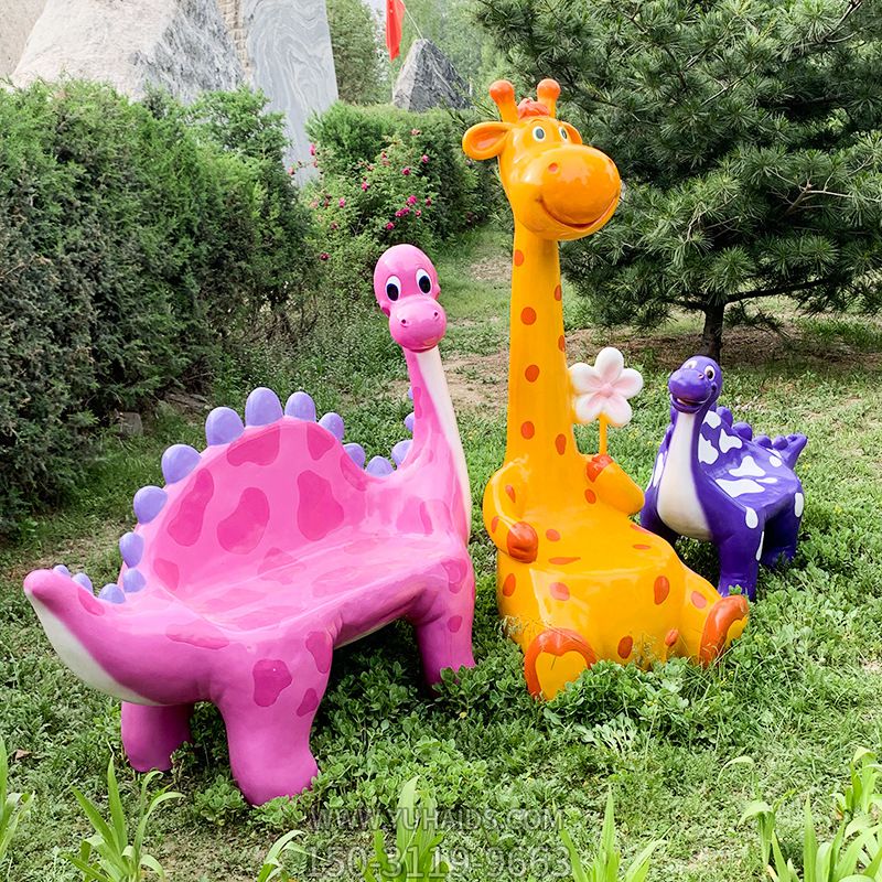 玻璃鋼卡通動(dòng)物座椅公園景點(diǎn)裝飾游客休息坐椅擺件雕塑