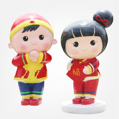 拜年小公仔，玻璃鋼商場(chǎng)春節(jié)美陳卡通人偶