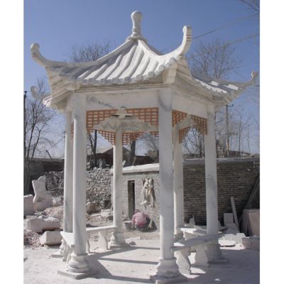 學(xué)?；▓@擺放漢白玉休閑座椅涼亭雕塑