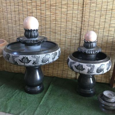 小型室內(nèi)黑色大理石風(fēng)水球水缽，辦公家用招財(cái)風(fēng)水?dāng)[件