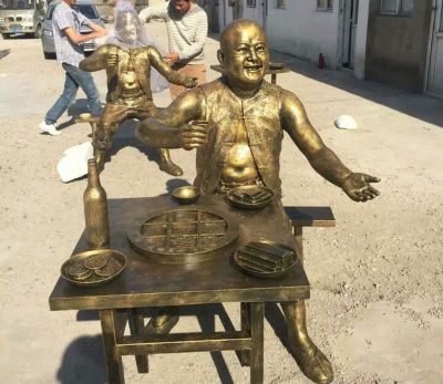 戶(hù)外園林?jǐn)[放吃火鍋廣場(chǎng)人物銅雕