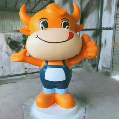 卡通牛犢子，玻璃鋼卡通動物系列美陳擺件