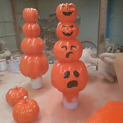 戶(hù)外園林玻璃鋼卡通搞怪南瓜雕塑