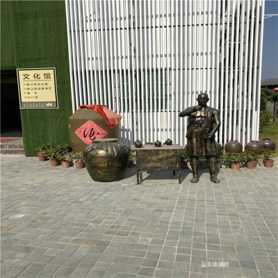 玻璃鋼仿銅人物雕塑，酒文化系列之賣酒場(chǎng)景雕塑