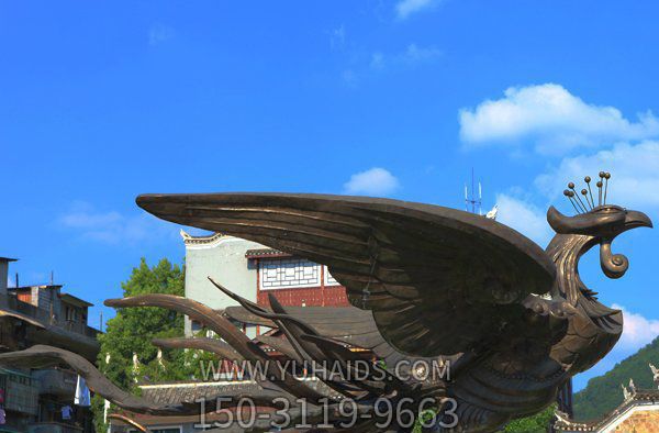 公園廣場(chǎng)創(chuàng)意銅雕飛翔的鳳凰雕塑 公園廣場(chǎng)創(chuàng)意銅雕飛翔的鳳凰雕塑