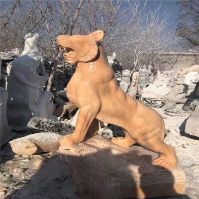 晚霞紅石雕老虎，十二生肖動物石雕