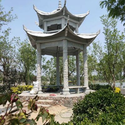 花崗巖石雕涼亭，雙層高涼亭