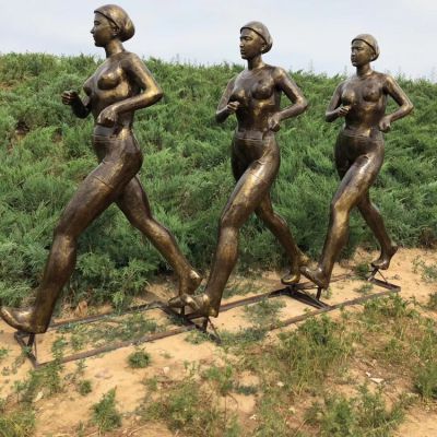 競走人物塑像，玻璃鋼仿銅運動主題人物雕塑