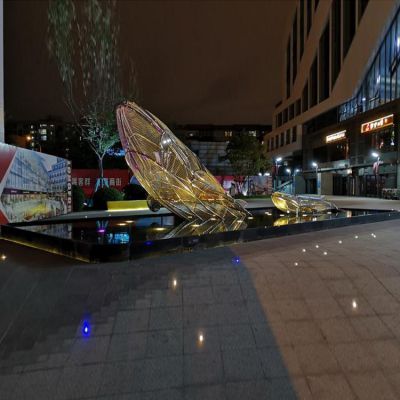 戶(hù)外廣場(chǎng)不銹鋼創(chuàng)意抽象夜晚照明工藝品擺件