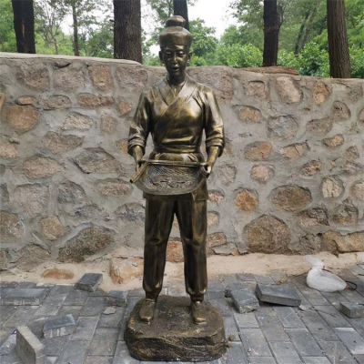 簸箕，玻璃鋼勞動人物勞動場景雕塑