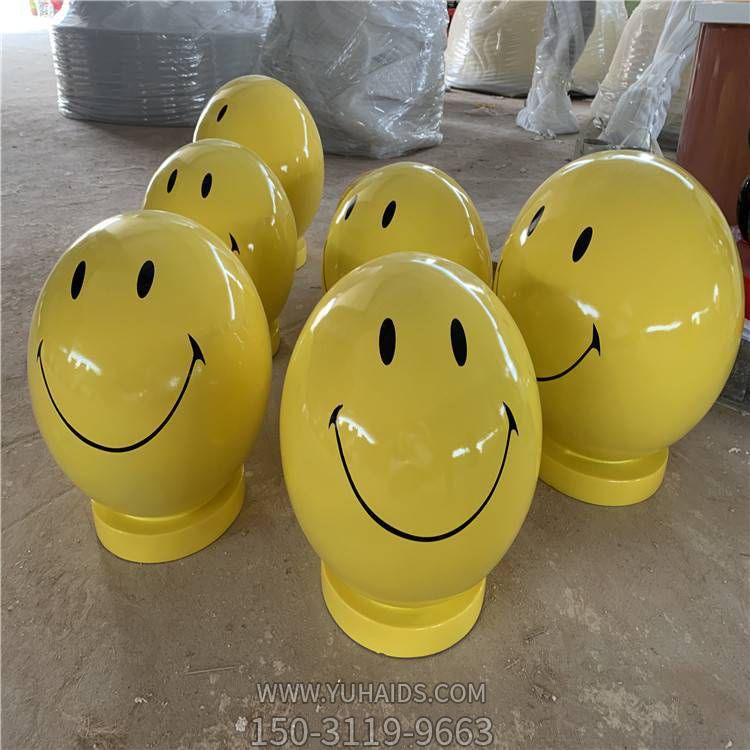 園林廣場(chǎng)創(chuàng)意不銹鋼彩繪車(chē)阻石卡通搞怪表情擺件雕塑