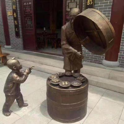 戶外街道民俗小品買(mǎi)吃食的人物景觀