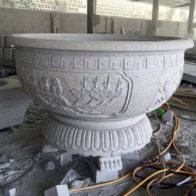 大理石砂石石雕戶(hù)外景觀大型花盆雕塑