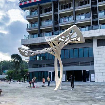 大型廣場(chǎng)不銹鋼抽象樹(shù)葉雕塑