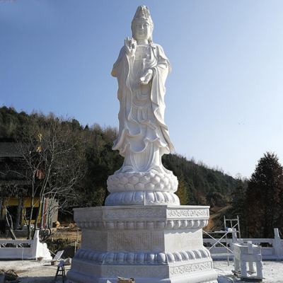 觀音佛像，漢白玉滴水觀音石雕石像