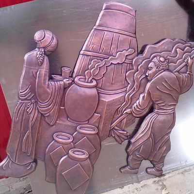 古人釀酒紫銅浮雕廣場(chǎng)裝飾壁畫