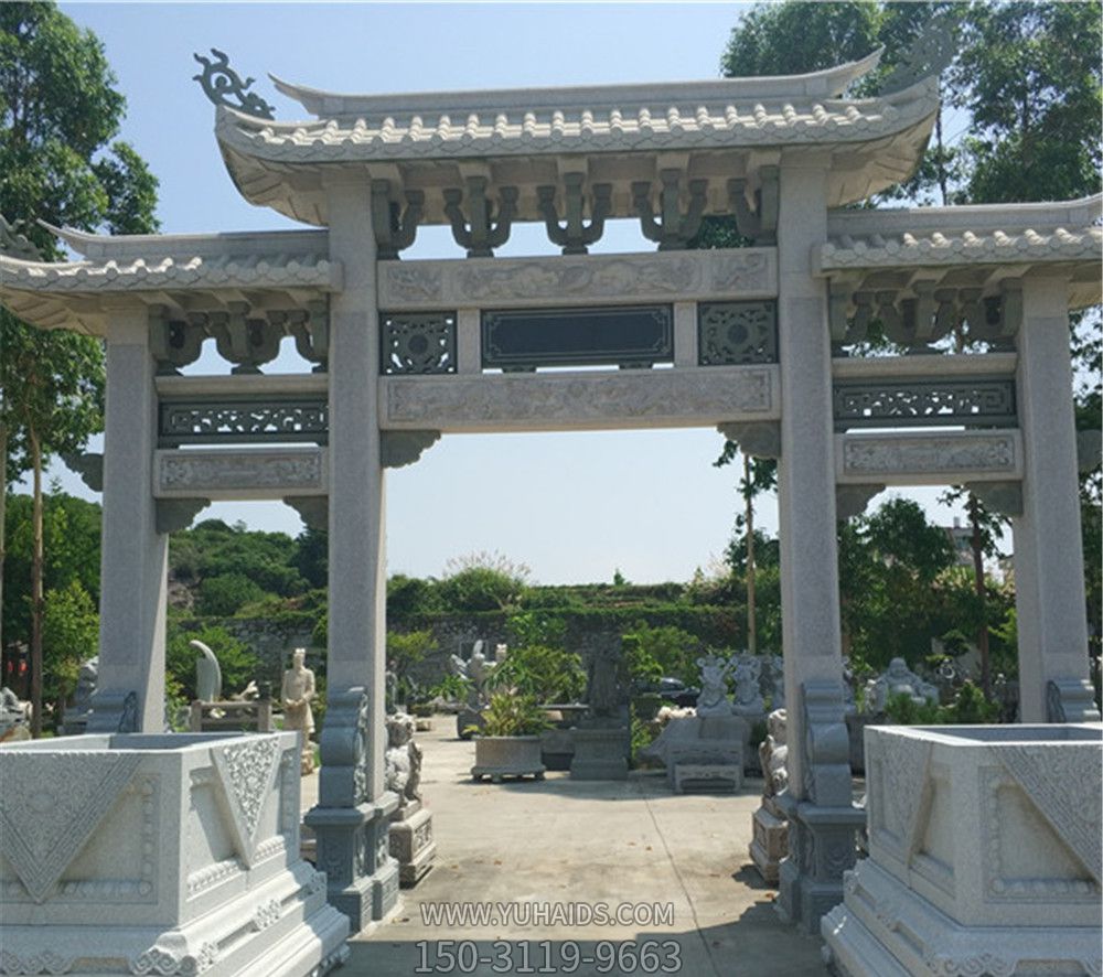 農(nóng)村新款鏤空門(mén)牌樓坊雕刻雕塑