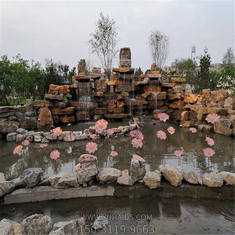 戶(hù)外池塘園林創(chuàng)意不銹鋼仿銅戶(hù)外景觀(guān)蓮花蓮葉景觀(guān)雕塑