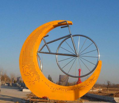 廣場(chǎng)公園不銹鋼自行車創(chuàng)意雕塑