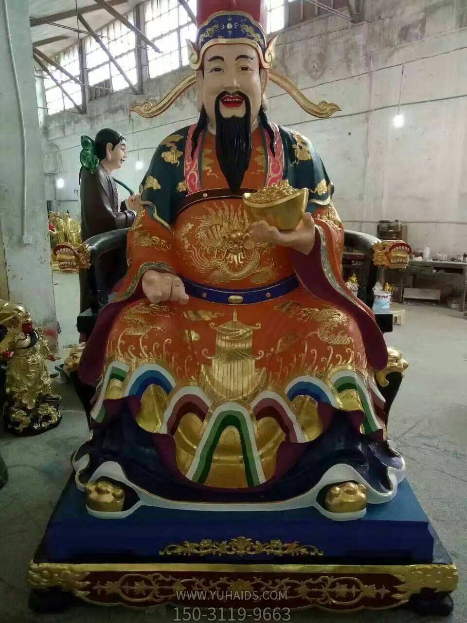 招財進寶財神銅雕寺廟供奉財神雕塑 招財進寶財神銅雕寺廟供奉財神雕塑