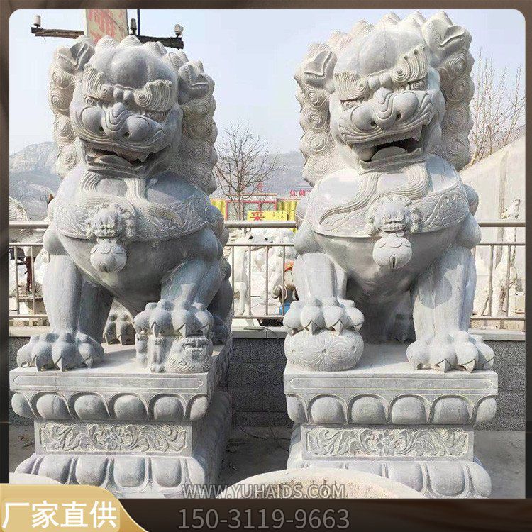 雌雄一對(duì)大理石石雕獅子雕塑