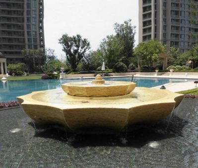 小區(qū)景觀(guān)大理石切面噴泉流水缽雕塑