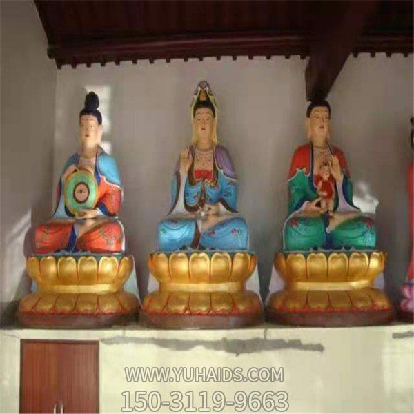 寺廟室內(nèi)擺放大型鑄銅觀音菩薩佛像雕塑