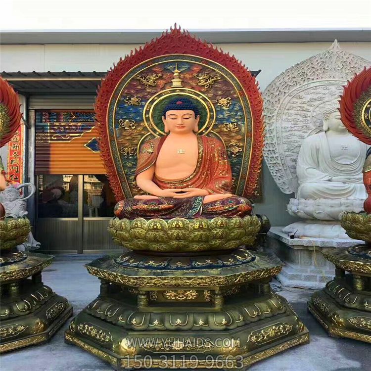 寺廟供奉玻璃鋼彩繪三圣雕塑 寺廟供奉玻璃鋼彩繪三圣雕塑