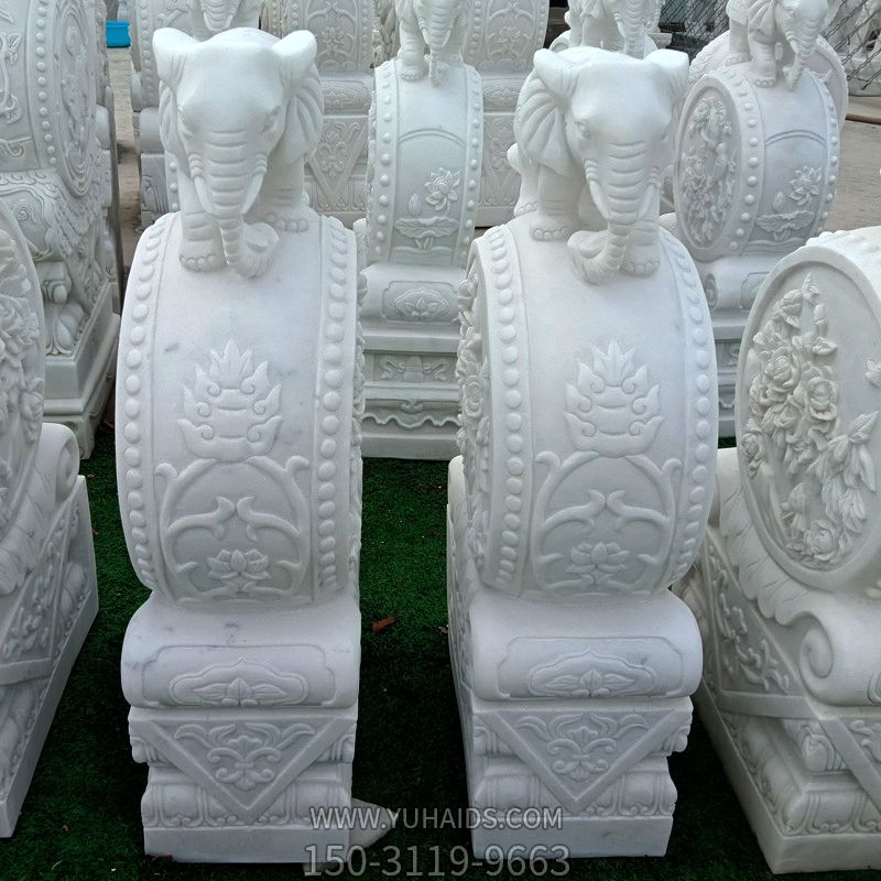 漢白玉吉祥小象別墅門口擺放抱鼓石仿古雕刻 漢白玉吉祥小象別墅門口擺放抱鼓石仿古雕刻