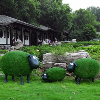 草皮肖恩羊，綠色可愛(ài)綠植動(dòng)物擺件