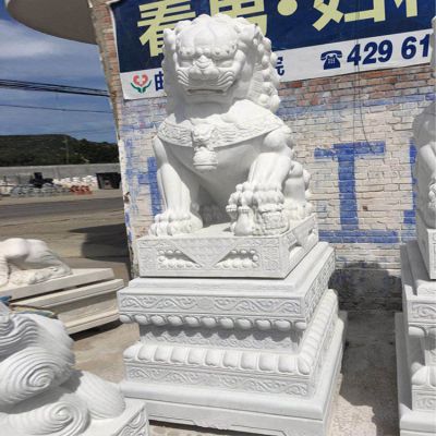 庭院門(mén)口大理石石雕戶外園林庭院一對(duì)鎮(zhèn)宅獅子雕塑