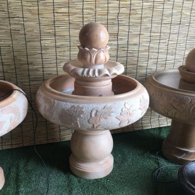 晚霞紅大理石風(fēng)水球水缽，室內(nèi)家用小型招財(cái)擺件