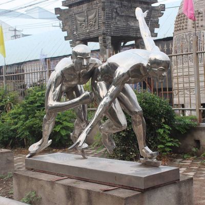 廣場不銹鋼拋光滑冰比賽運(yùn)動(dòng)員小品雕塑
