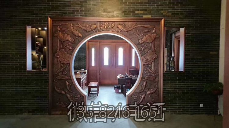 蓮蓮有魚銅浮雕，室內(nèi)裝飾拱門浮雕畫