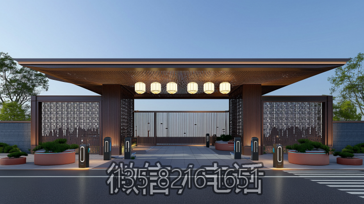 小區(qū)中式不銹鋼大門(mén)門(mén)頭造型