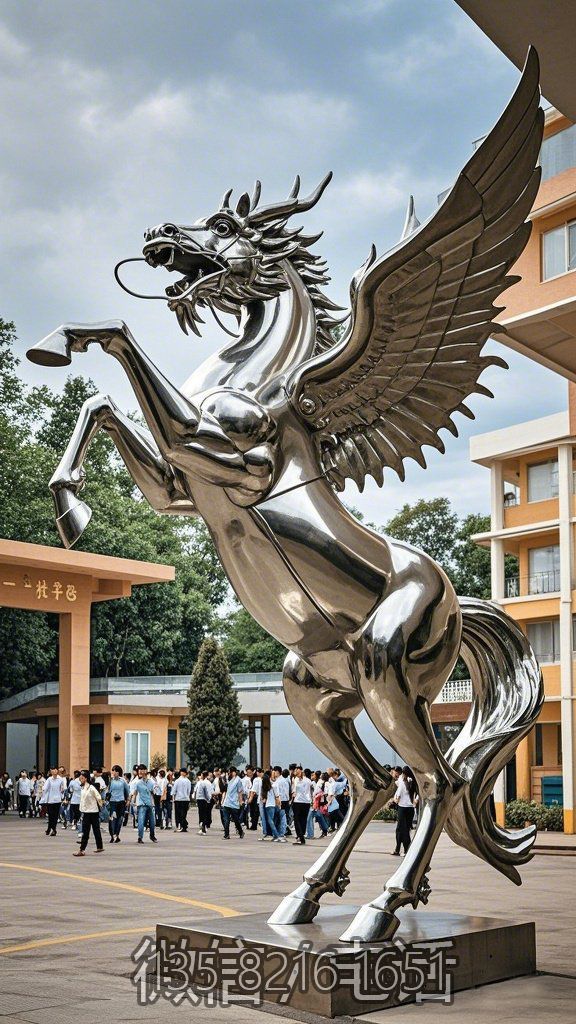 學(xué)校校園不銹鋼龍馬雕塑