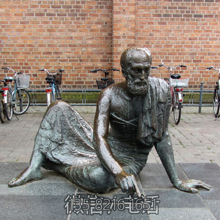 商業(yè)街景觀人物擺件阿基米德青銅雕塑