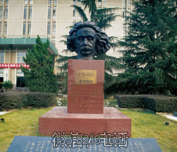 學(xué)校名人偉人景觀(guān)人物擺件玻璃鋼仿銅愛(ài)因斯坦頭像雕塑