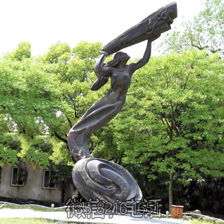 公園神話傳說人物始母神女媧補(bǔ)天景觀青銅雕塑